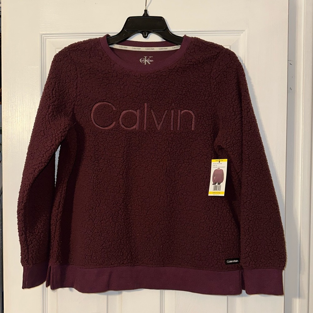 NWT Maroon Calvin Klein Sherpa Pullover